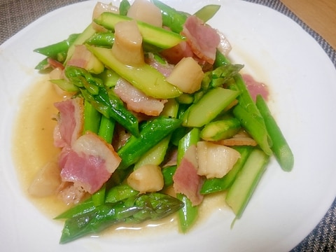 【ホタテとアスパラのバター醤油炒め】